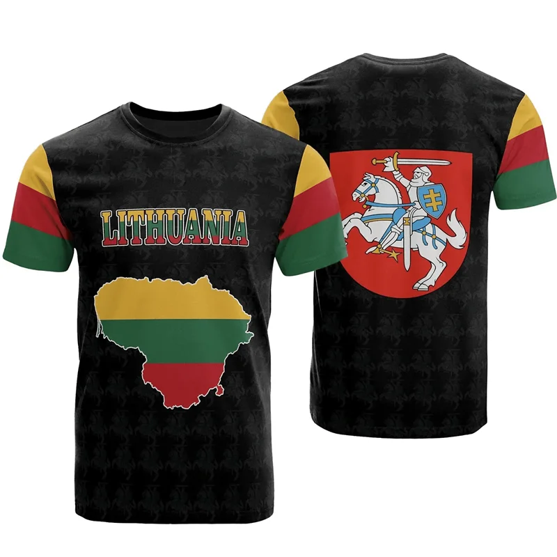 Lithuania 3D Print T Shirt National Emblem Pattern Short Sleeve