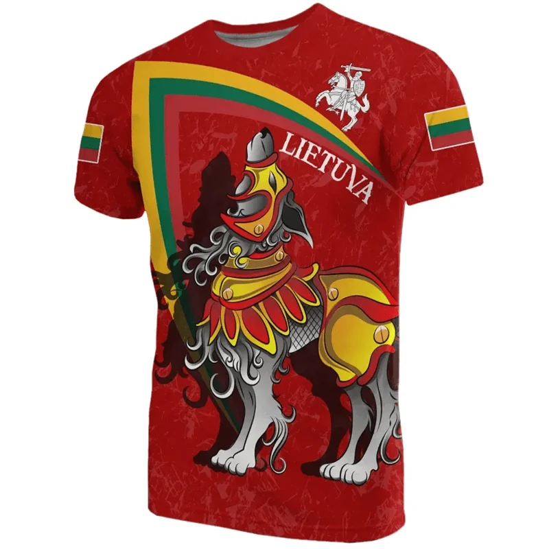 Lithuania 3D Print T Shirt National Emblem Pattern Short Sleeve