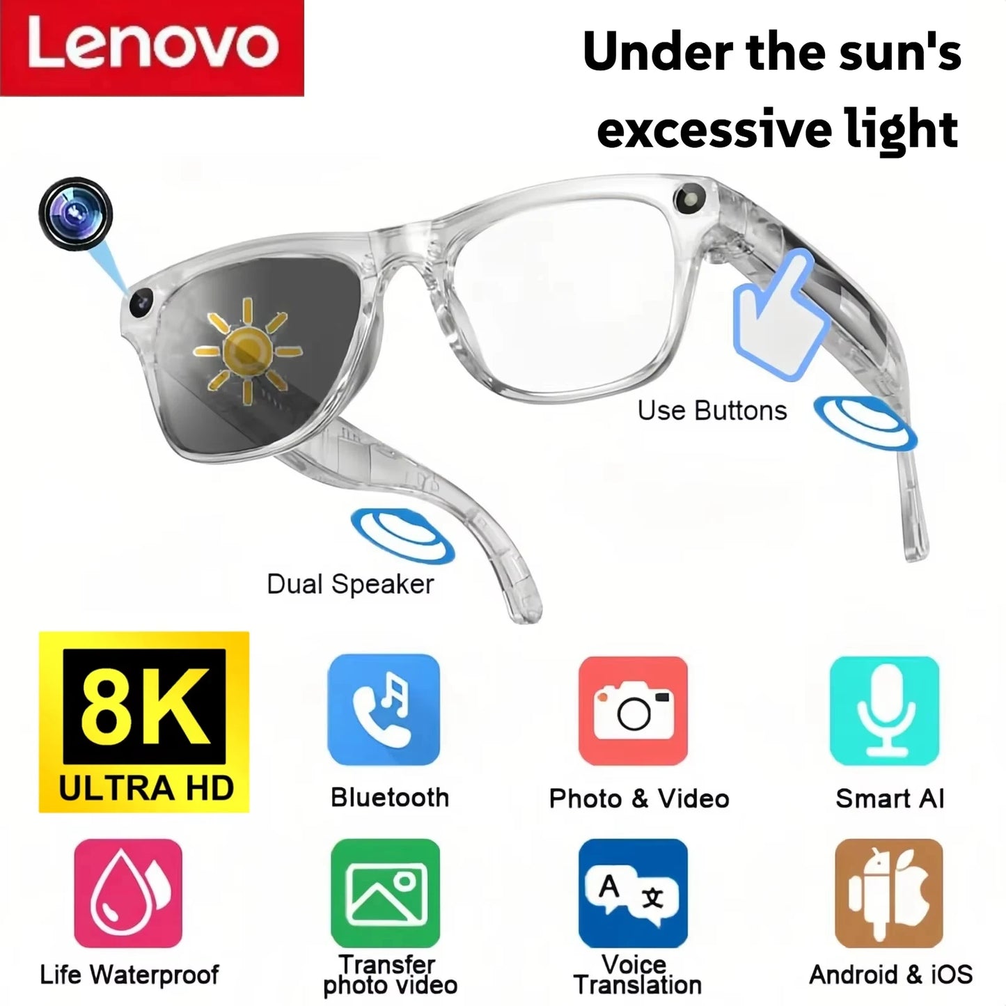 Lenovo AI Smart Glasses 8K HD