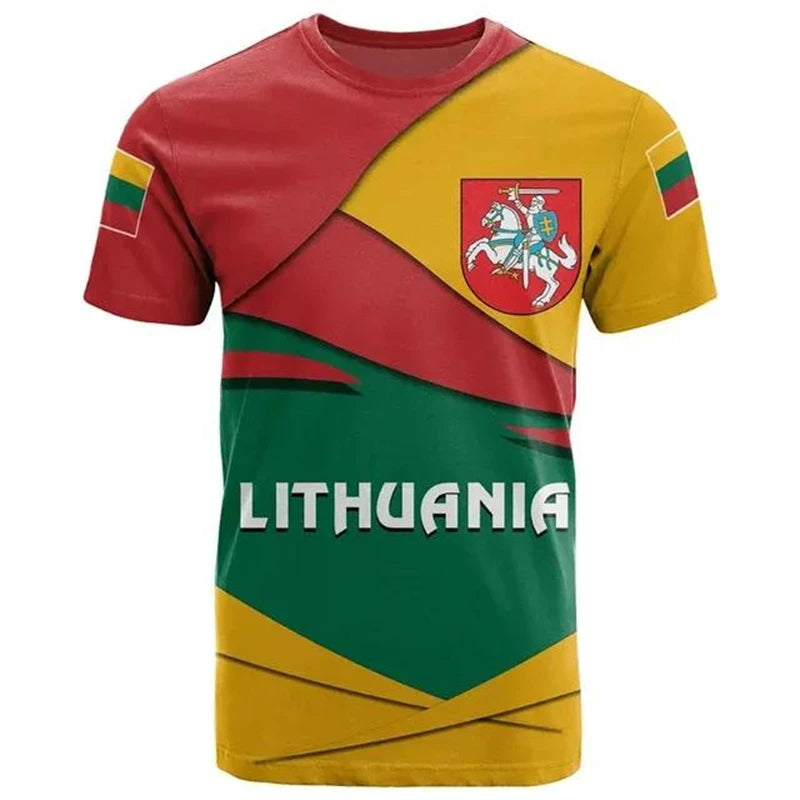 Fashion Lithuania Flag T-shirt 3D Printed National Emblem 2025