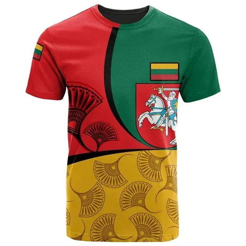 Fashion Lithuania Flag T-shirt 3D Printed National Emblem 2025