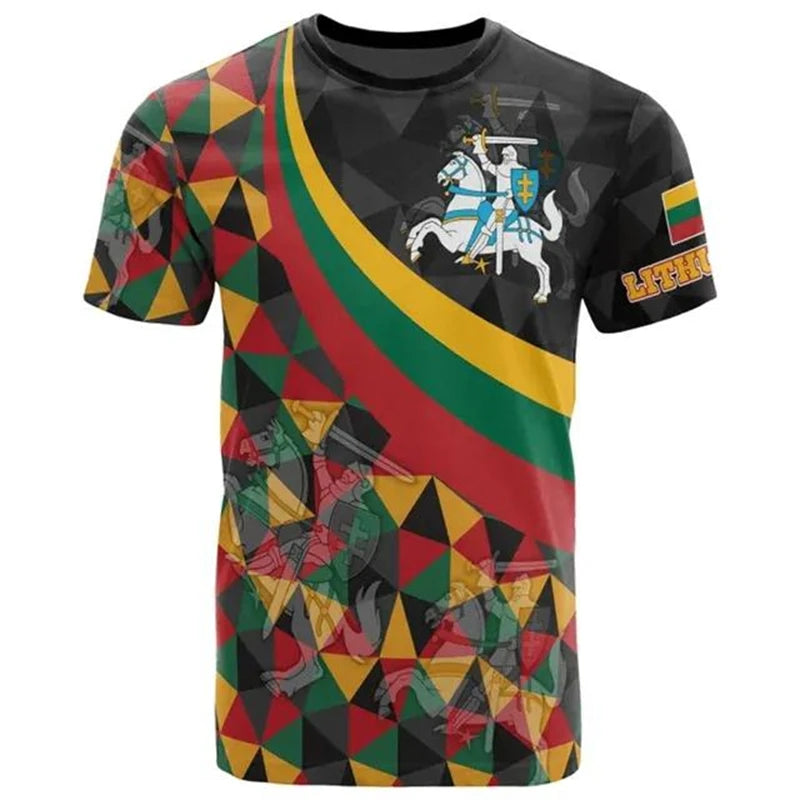 Fashion Lithuania Flag T-shirt 3D Printed National Emblem 2025