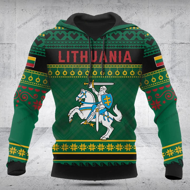 Customize Lithuania Symbol Christmas Unisex Hoodies Loose Tops Sweatshirts Winter