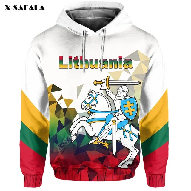 Proud To Be Lithuania Lietuva Circle Stripes Flag 3D Print Hoodie