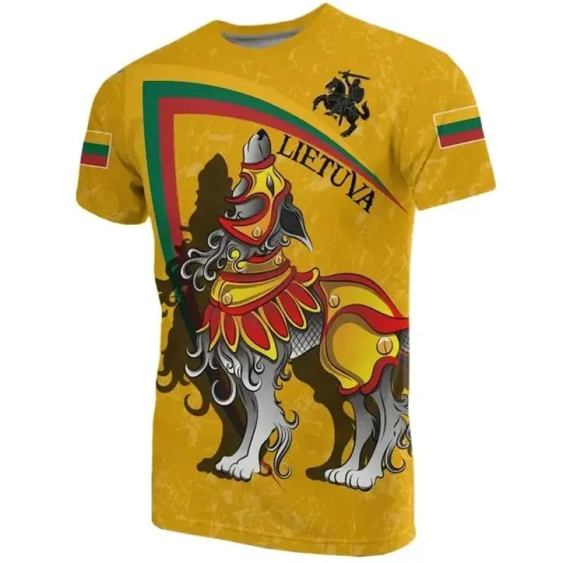 Fashion Lithuania Flag T-shirt 3D Printed National Emblem 2025