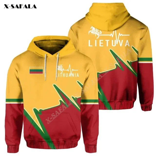 Proud To Be Lithuania Lietuva Circle Stripes Flag 3D Print Hoodie