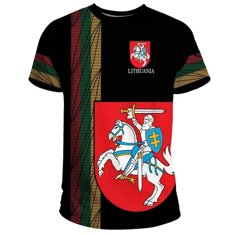 Fashion Lithuania Flag T-shirt 3D Printed National Emblem 2025