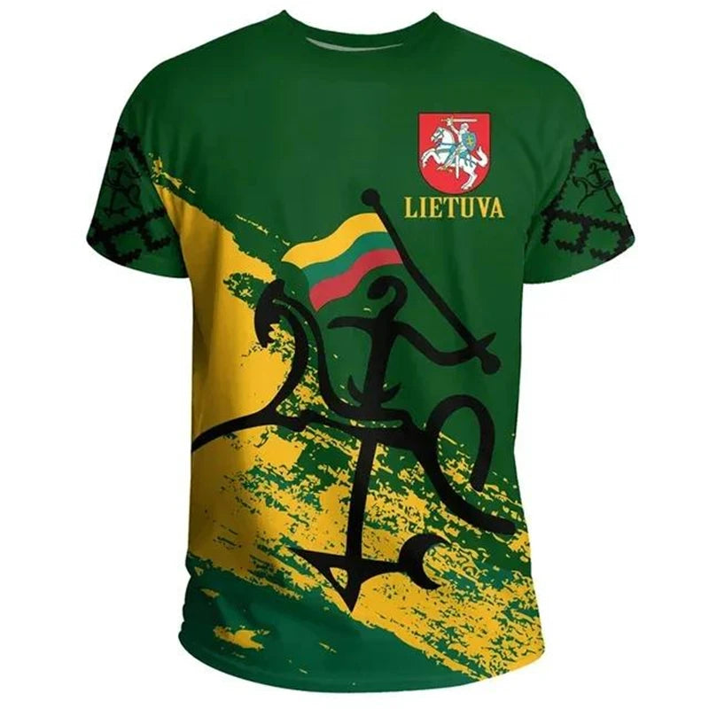 Fashion Lithuania Flag T-shirt 3D Printed National Emblem 2025