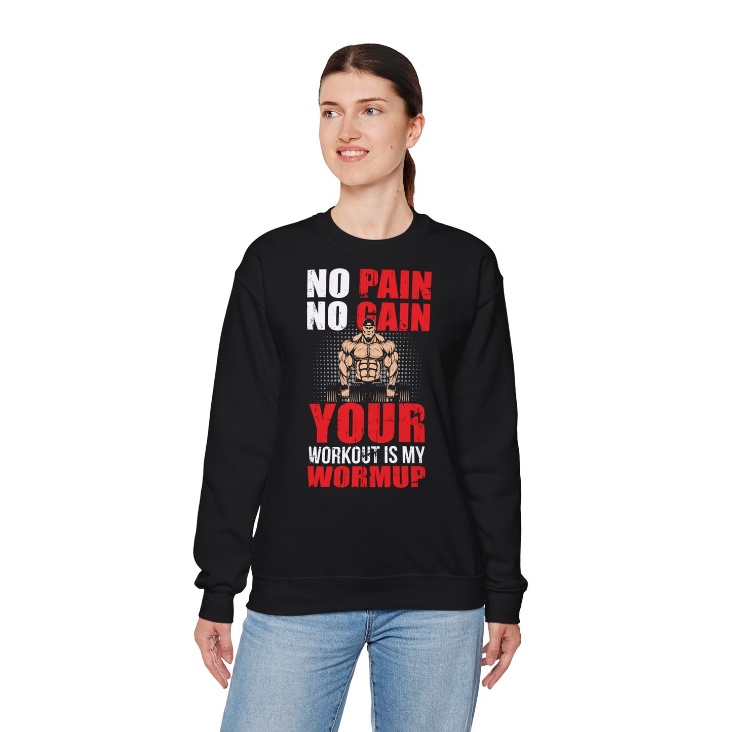 No Pain No Gain Crewneck Sweatshirt for Fitness Enthusiasts