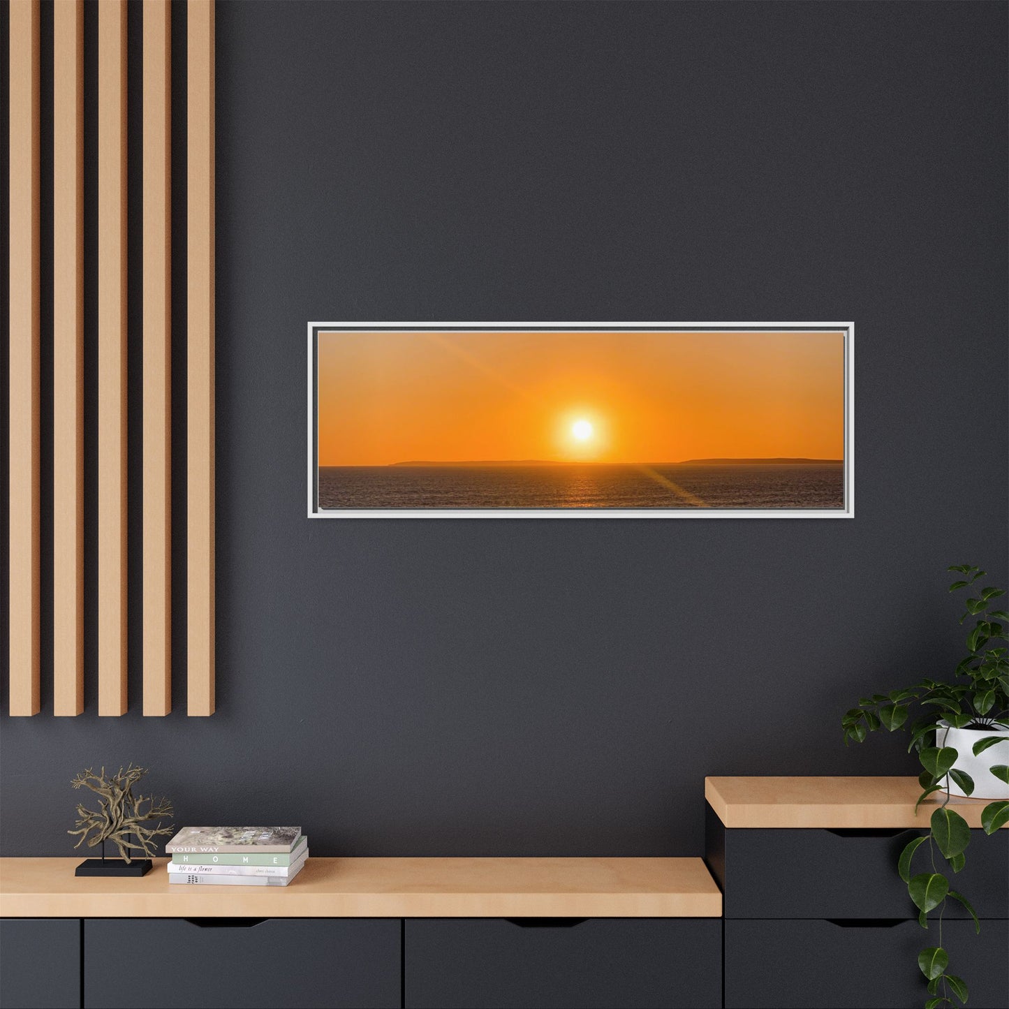 Sunset in Ocean Matte Canvas, Framed (Multi-color)