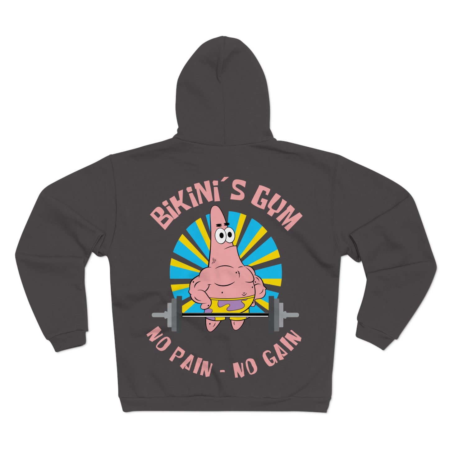 Bikini Bottom Gym Hoodie - No Pain No Gain Unisex Zip Sweatshirt
