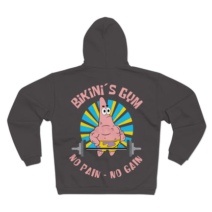 Bikini Bottom Gym Hoodie - No Pain No Gain Unisex Zip Sweatshirt