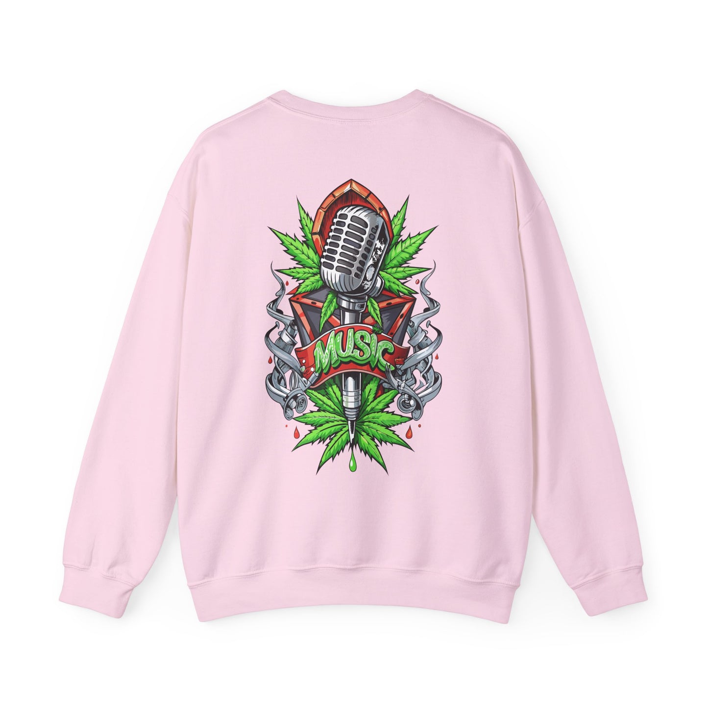 Music Microphone — Retro Mic & Leaf Graphic Sweatshirt