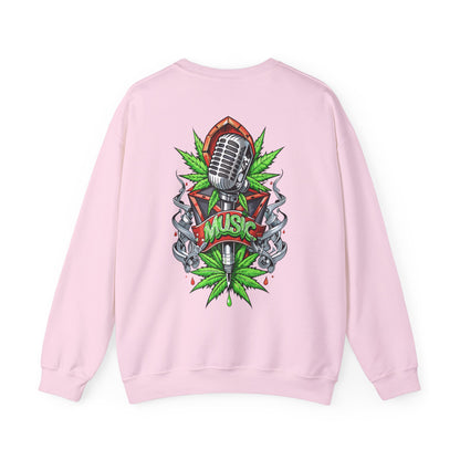 Music Microphone — Retro Mic & Leaf Graphic Sweatshirt