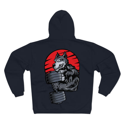 Gym Wolf Unisex Hooded Zip Sweatshirt - Bold Fitness Graphic Hoodie