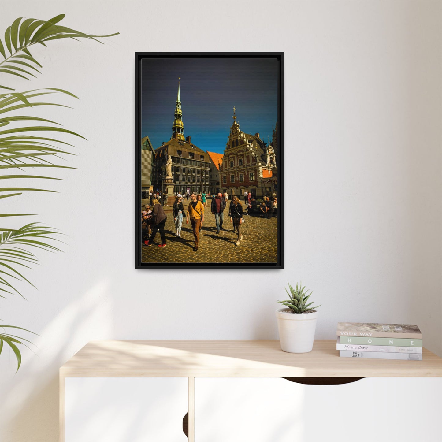 Riga Old Town Matte Canvas, Framed (Multi-color)