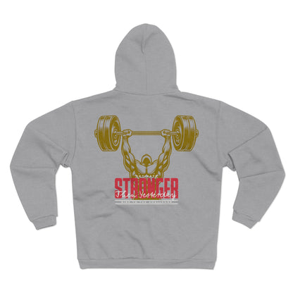 Unisex Hooded Zip Sweatshirt - Stronger Than Yesterday Workout Hoodie