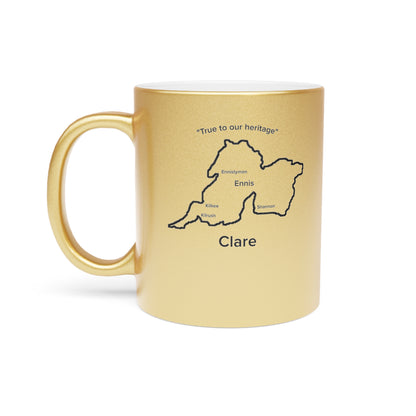 Clare County Metallic Colour Mug - Silver/Gold - Perfect Gift for Coffee Lovers