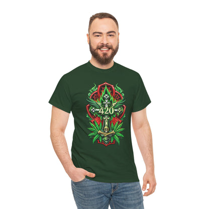 420 Cannabis Shield T-Shirt – Marijuana Leaf Stoner Graphic Tee