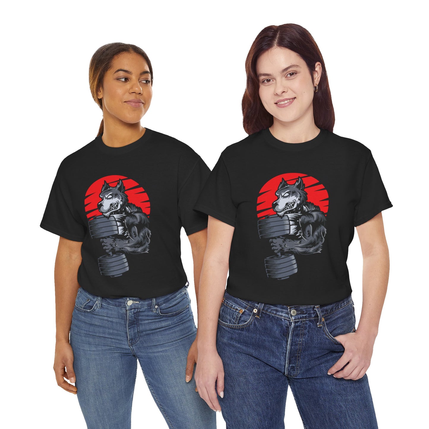 Gym Wolf Unisex Heavy Cotton Tee - Bold Fitness Graphic T-Shirt Black