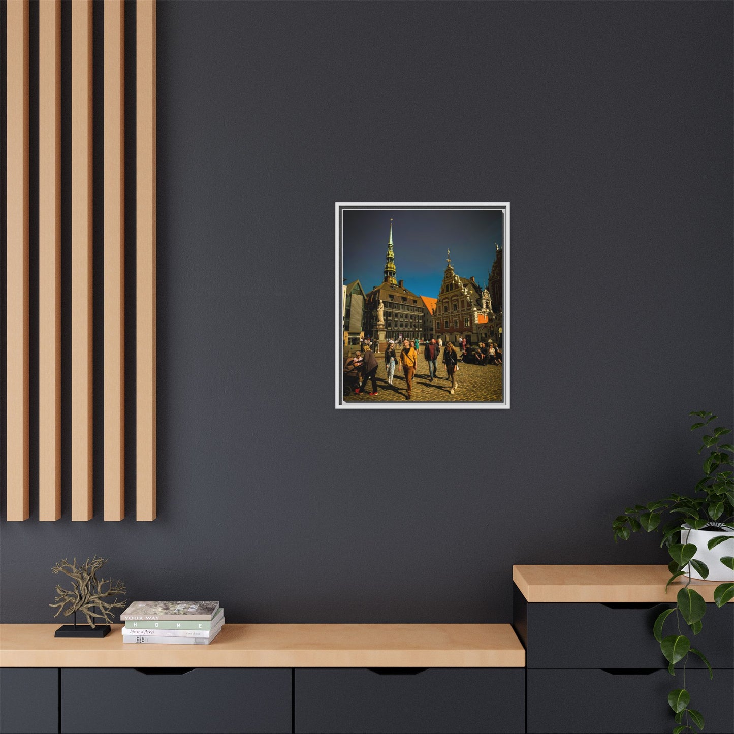 Riga Old Town Matte Canvas, Framed (Multi-color)