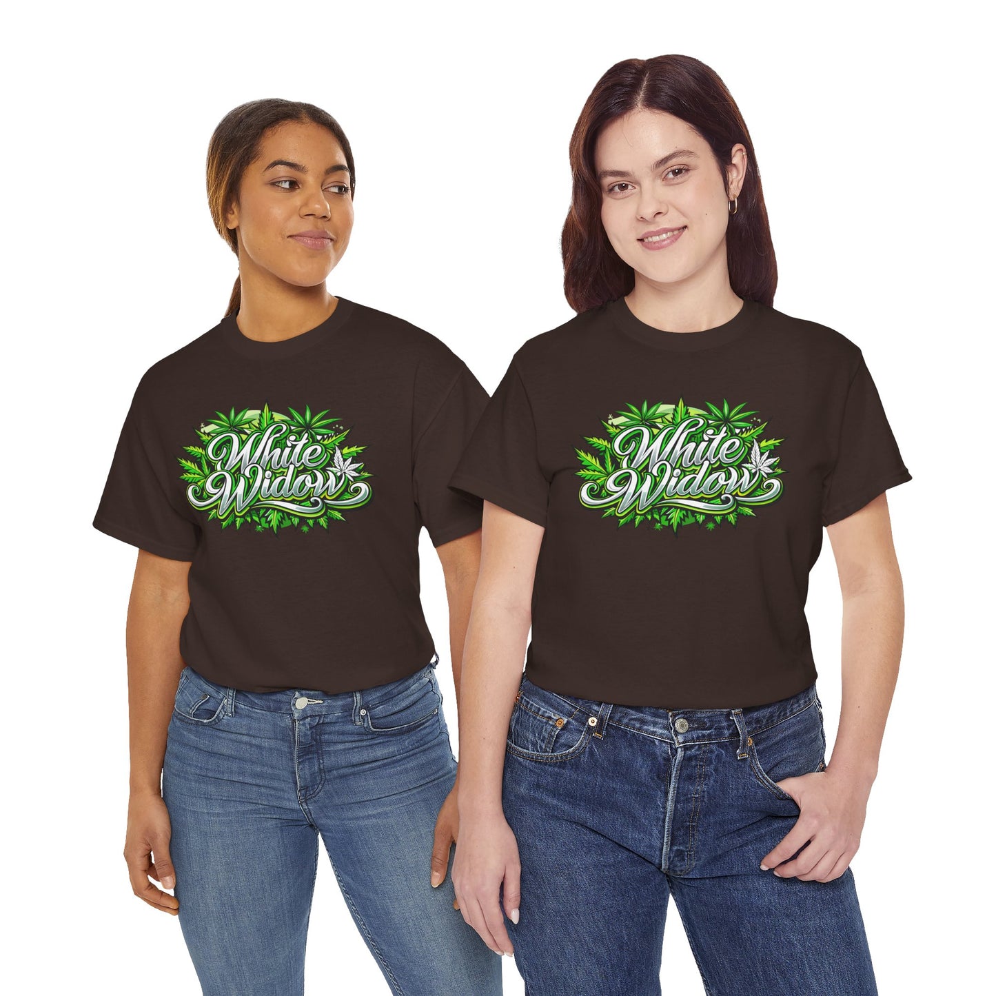 White Widow Graphic Tee — Cannabis Leaf Logo T-Shirt