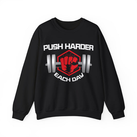 Push Harder Each Day Unisex Heavy Blend™ Crewneck Sweatshirt - Motivational Fitness