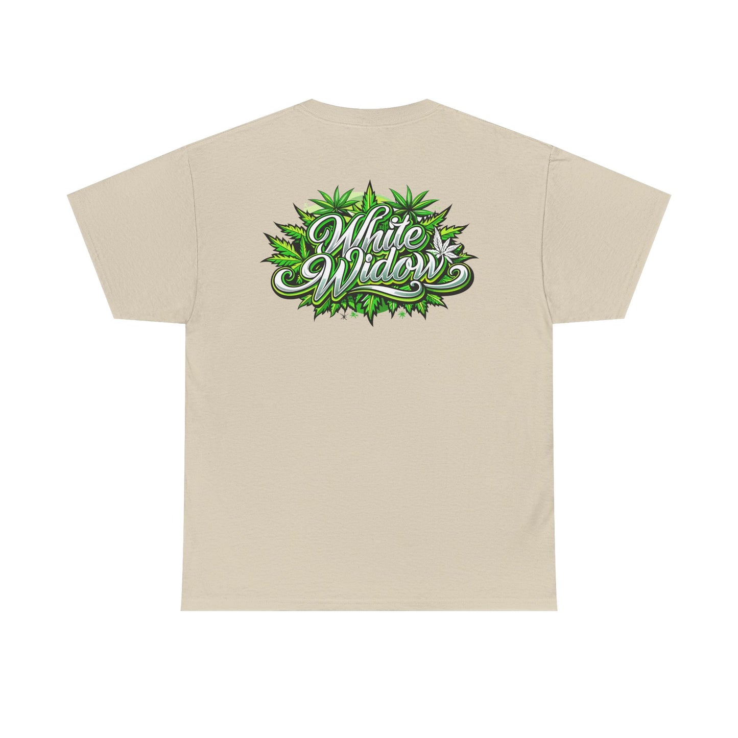 White Widow Graphic Tee — Cannabis Leaf Logo T-Shirt