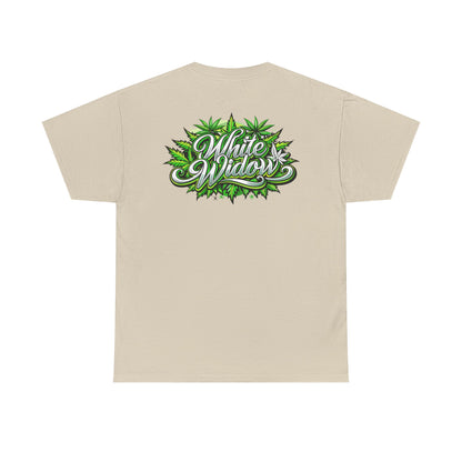 White Widow Graphic Tee — Cannabis Leaf Logo T-Shirt