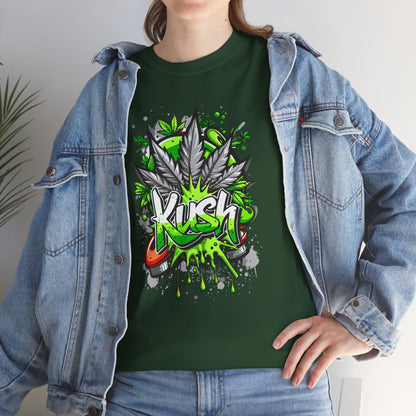 Kush Graffiti T-Shirt — Green Cannabis Leaf Street Art Tee