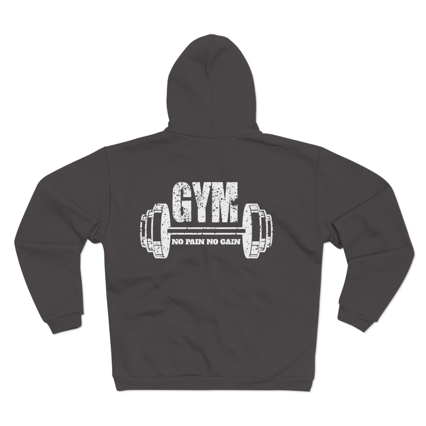 Unisex Hooded Zip Sweatshirt - "No Pain No Gain" Gym Pullover