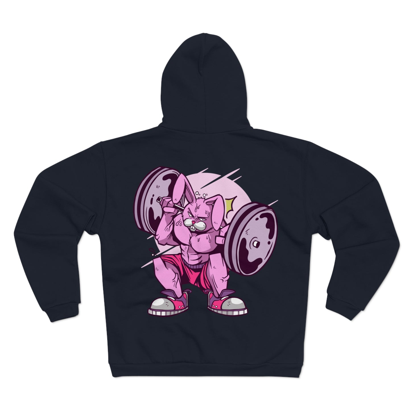 Funny Lifting Bunny Unisex Hooded Zip Sweatshirt