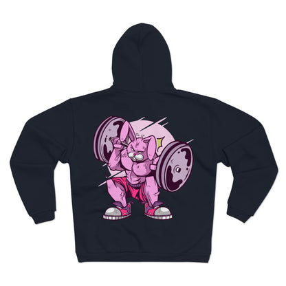 Funny Lifting Bunny Unisex Hooded Zip Sweatshirt