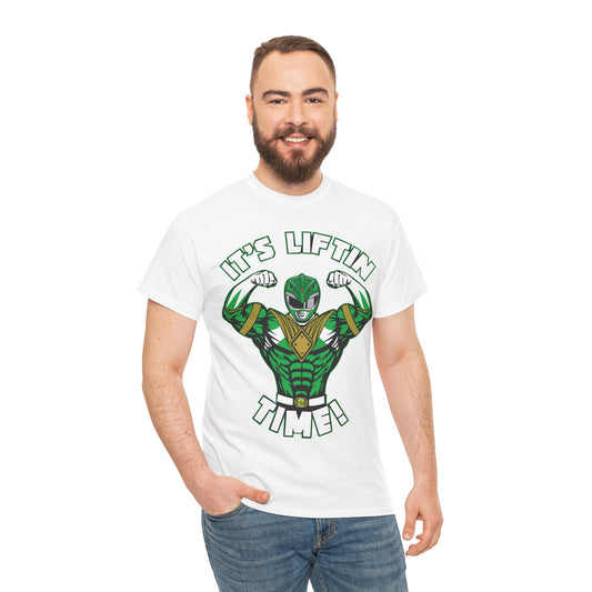 Muscle Motivation Tee - It's Liftin' Time! Unisex Heavy Cotton Shirt for Gym Enthusiasts White