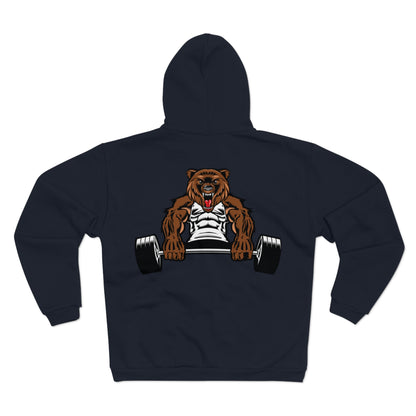 Motivational Bear Weightlifting Unisex Hooded Zip Sweatshirt