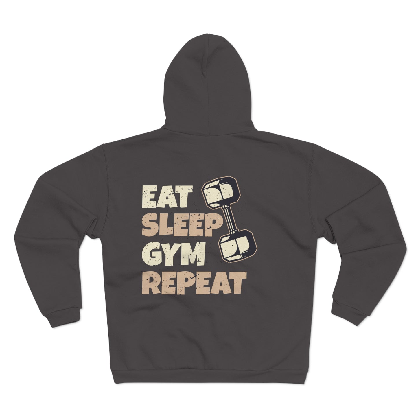 Eat Sleep Gym Repeat Unisex Hooded Zip Sweatshirt - Perfect for Fitness Enthusiasts