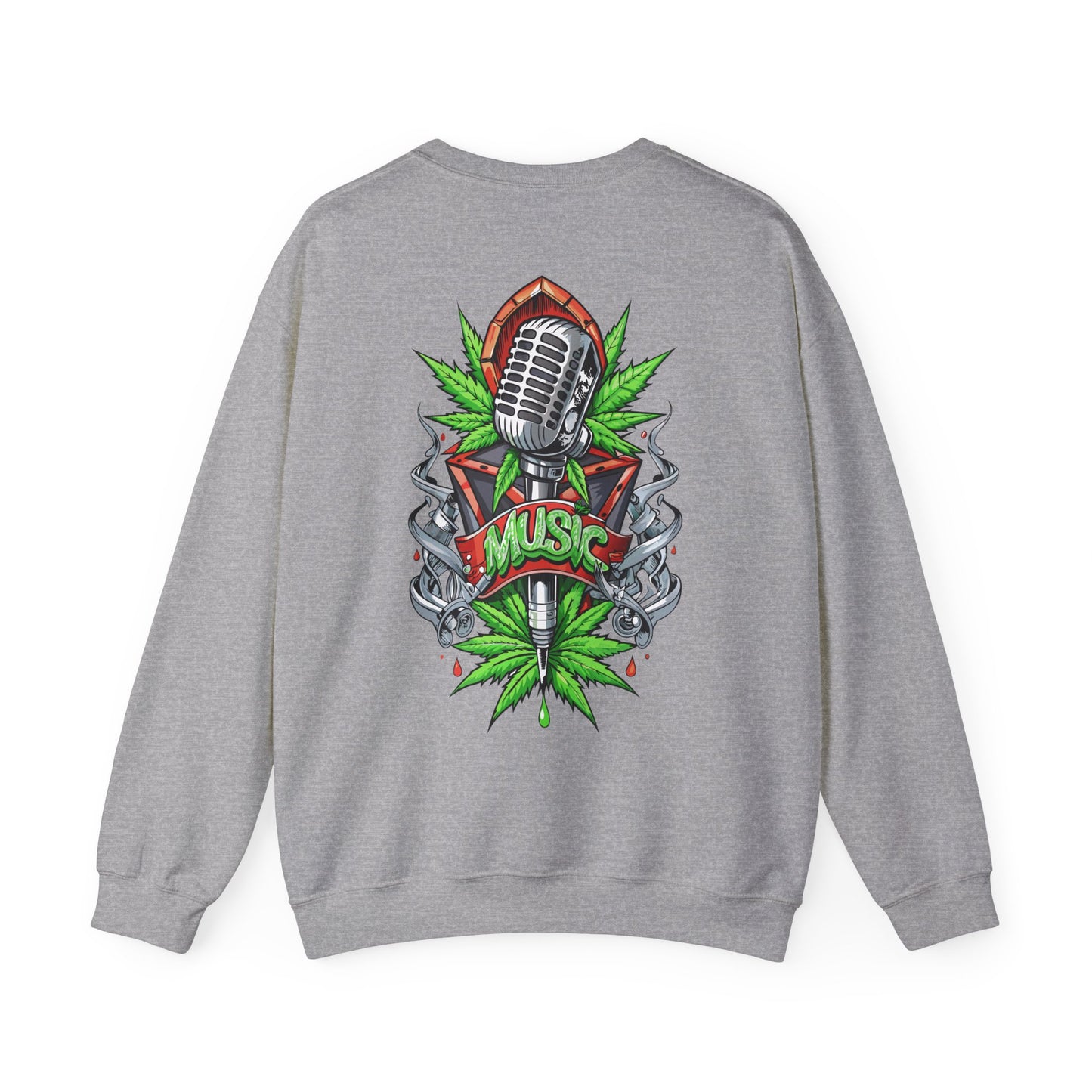 Music Microphone — Retro Mic & Leaf Graphic Sweatshirt