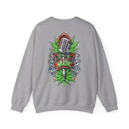 Music Microphone — Retro Mic & Leaf Graphic Sweatshirt