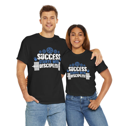 Motivational Fitness Tee - 'Success Starts with Discipline' Unisex Heavy Cotton T-Shirt