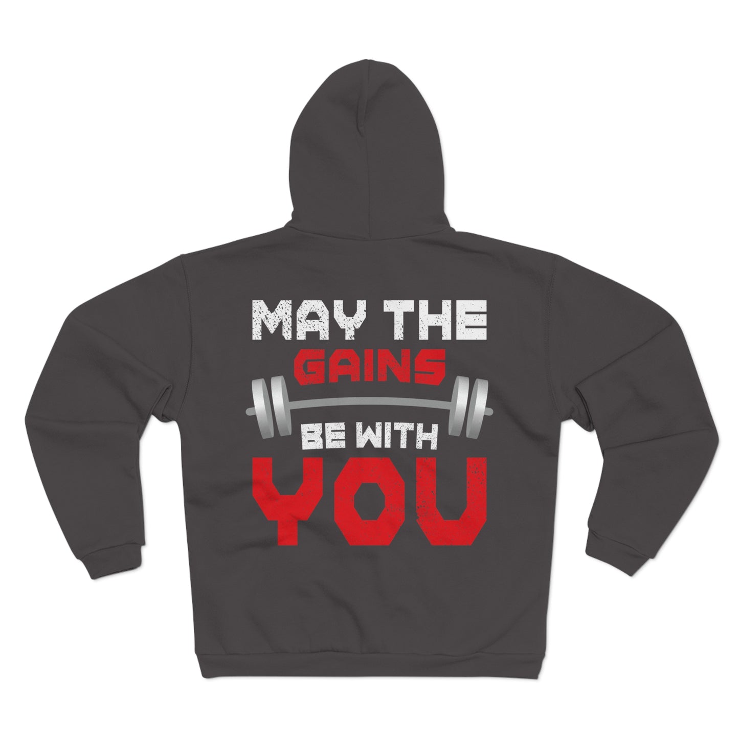 Fitness Motivation Unisex Hooded Zip Sweatshirt - 'May The Gains Be With You'