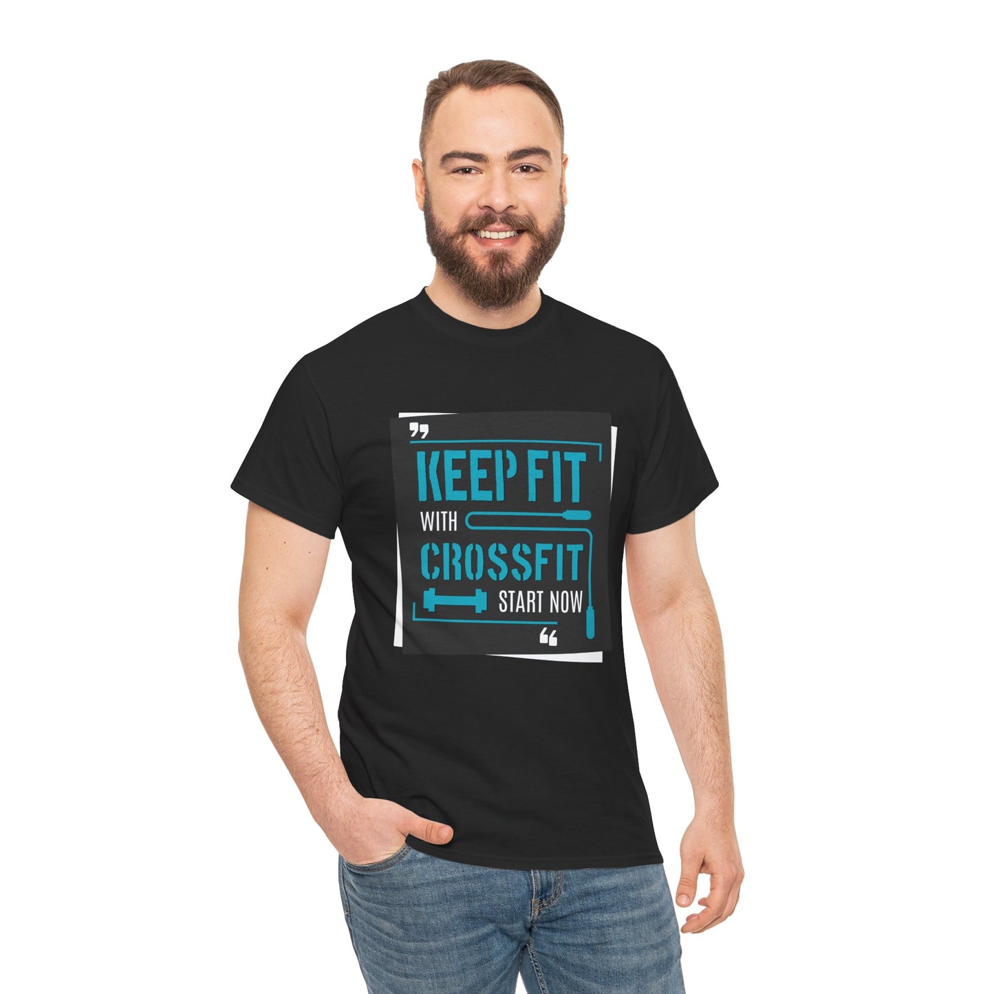 Keep Fit CrossFit Unisex Heavy Cotton Tee - Fitness Motivation Shirt