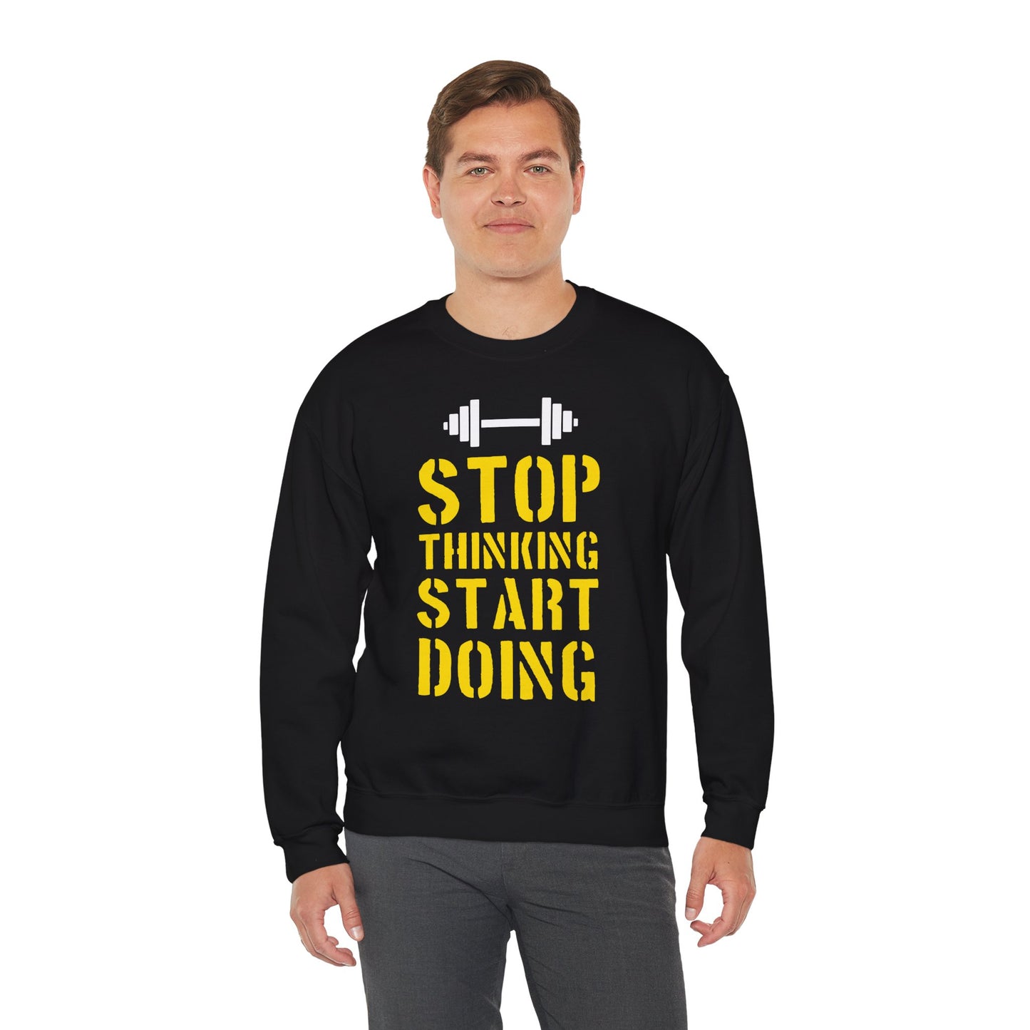 Motivational Unisex Heavy Blend™ Crewneck Sweatshirt - 'Stop Thinking Start Doing'