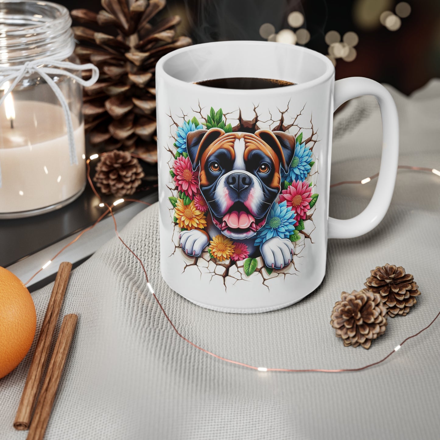 Colorful Boxer Dog Ceramic Coffee Mug - 11oz & 15oz