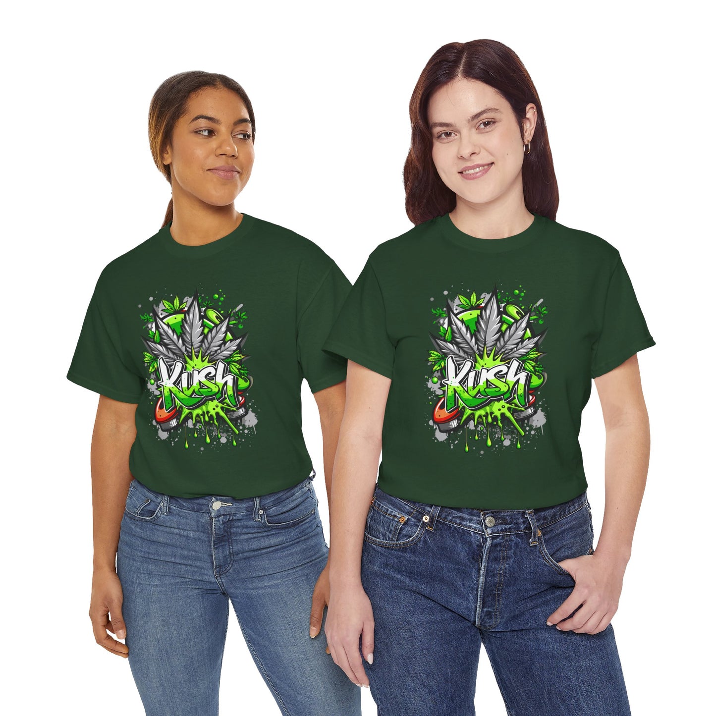 Kush Graffiti T-Shirt — Green Cannabis Leaf Street Art Tee