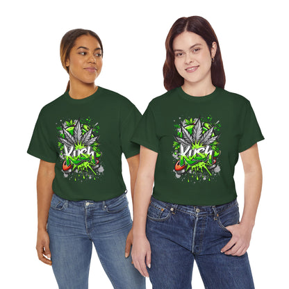Kush Graffiti T-Shirt — Green Cannabis Leaf Street Art Tee