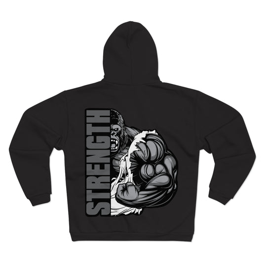 Strength Unisex Hooded Zip Sweatshirt - Motivational Hoodie for Fitness Enthusiasts