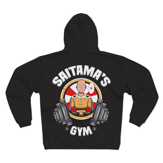 Saitama's Gym Unisex Hooded Zip Sweatshirt - Fitness Anime Hoodie