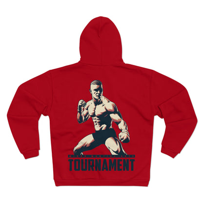 Unisex Hooded Zip Sweatshirt - Motivational Fighter Design for Fitness Enthusiasts
