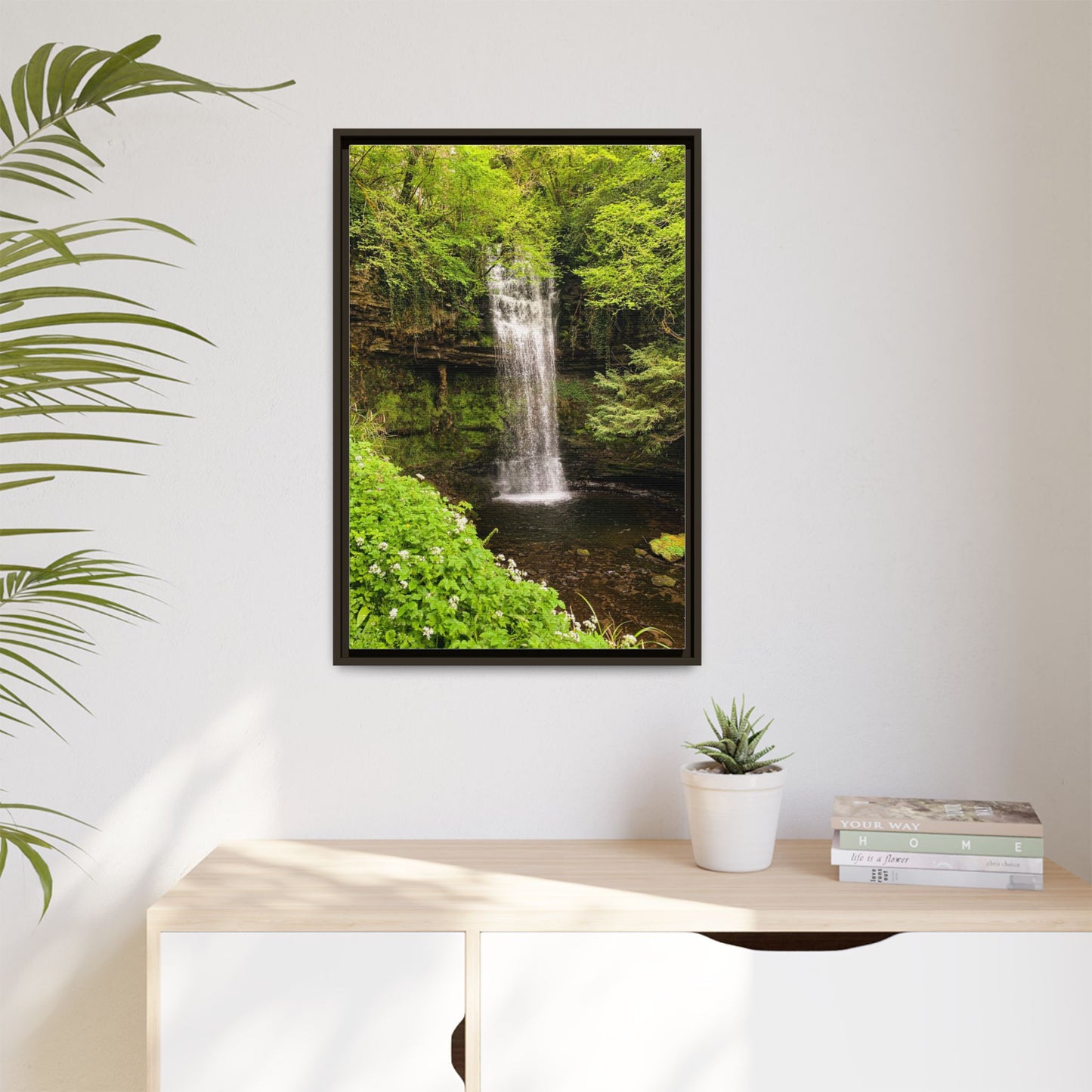 Glacer Waterfall Matte Canvas, Framed (Multi-color)