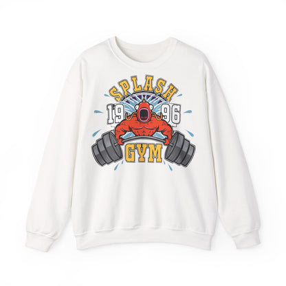 Splash Gym Unisex Heavy Blend™ Crewneck Sweatshirt - Bold Retro Design for Fitness Lovers White